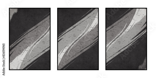 Set of 3 Abstract illustration in vintage style. For use in graphics, for wall decor. .