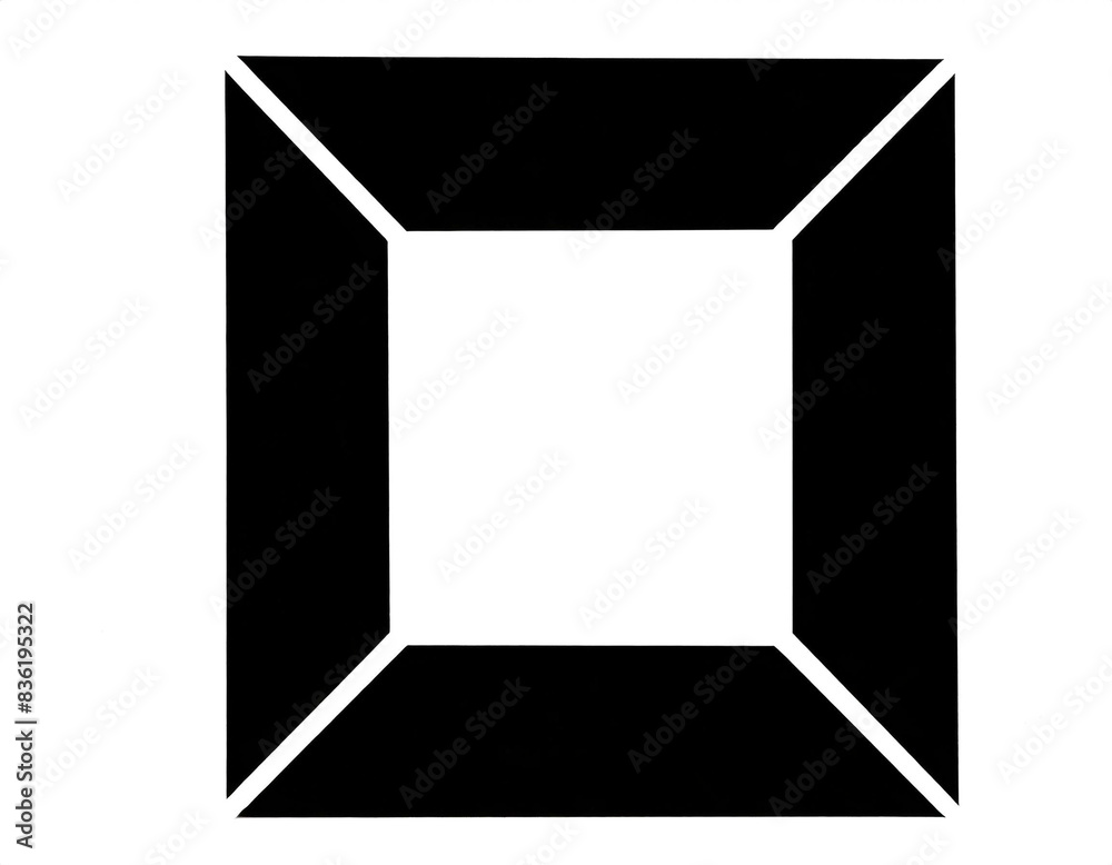 schwarze Silhouette Kontrast Viereck mit dreieck linien isoliert auf weißen Hintergrund, Freisteller schwarze Silhouette Kontrast Viereck mit dreieck linien isoliert auf weißen Hintergrund, Freisteller