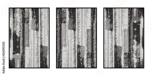 Set of 3 Abstract illustration in vintage style. For use in graphics, for wall decor. .