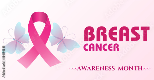 Breast cancer awareness month, Campaign  or celebration banner. Hope and Strength: Breast Cancer Awareness