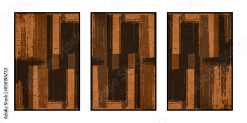 Set of 3 Abstract illustration in vintage style. For use in graphics, for wall decor. .