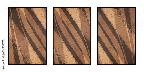 Set of 3 Abstract illustration in vintage style. For use in graphics, for wall decor. .