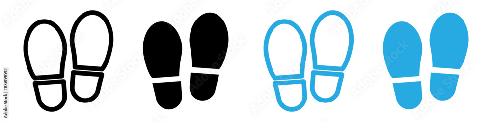Imprint soles shoes icon logo set vector Imprint soles shoes icon logo set vector