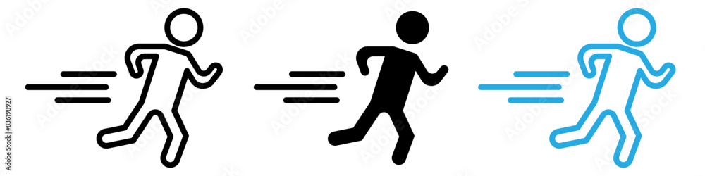 Man fast run icon logo set vector Man fast run icon logo set vector