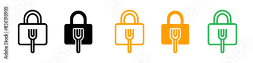 Food security lock icon logo set vector