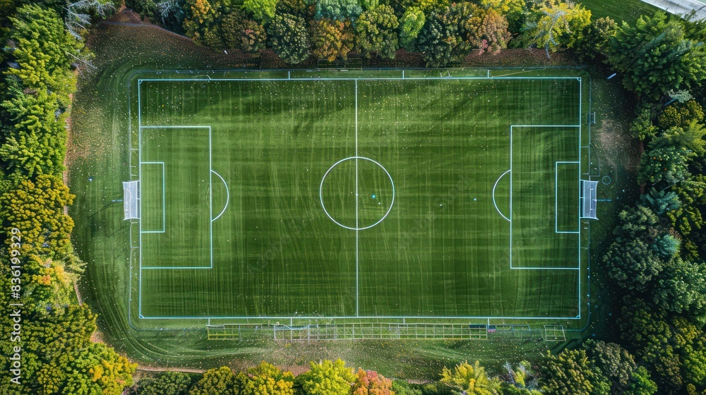 soccer field in bird eye view