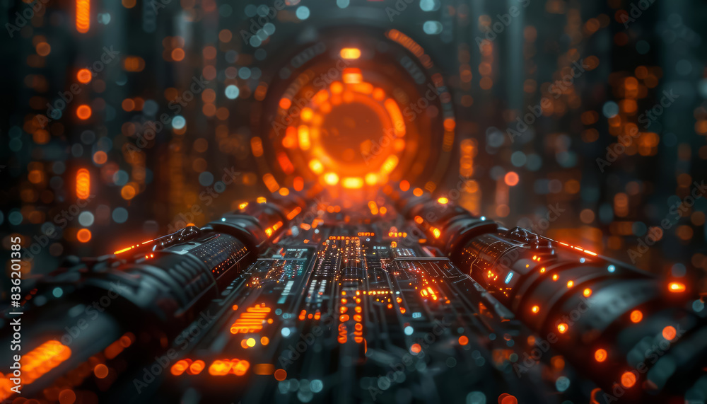 A shift towards AI integration is depicted, highlighting AI-driven processes with a futuristic tone and complementary color scheme. A shift towards AI integration is depicted, highlighting AI-driven processes with a futuristic tone and complementary color scheme.