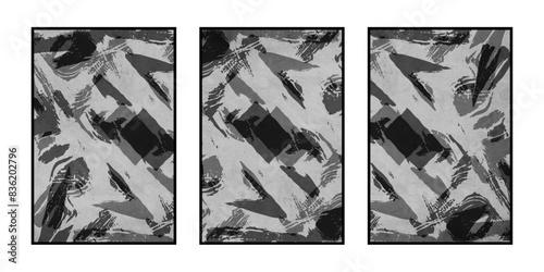 Set of 3 Abstract illustration in vintage style. For use in graphics, for wall decor. .