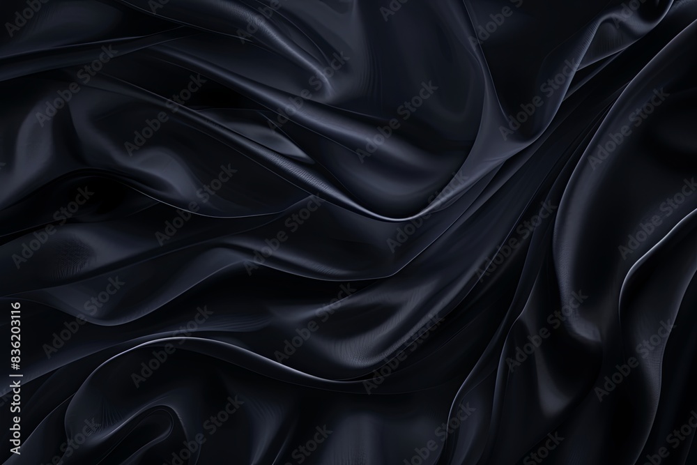 Fototapeta premium Abstract waves on elegant black silk background. Smooth and sophisticated design.