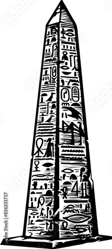 Vintage Illustration of Egyptian Obelisk with Hieroglyphs