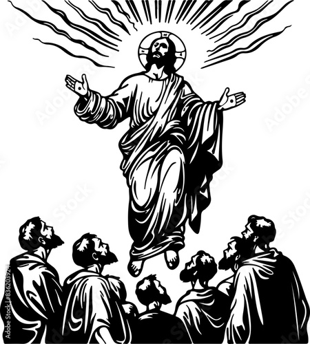 Religious Illustration of Ascension of Jesus