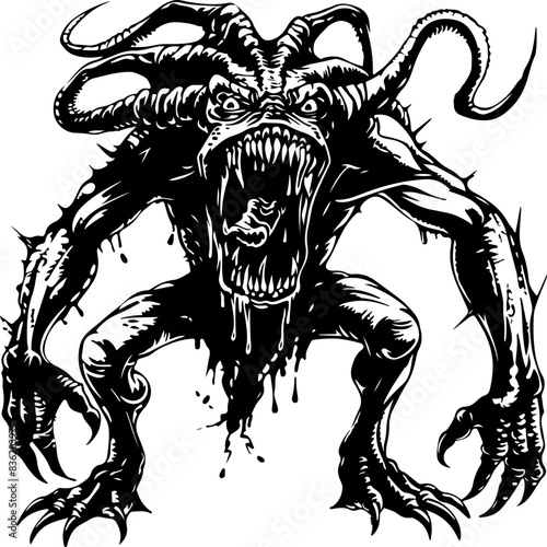 Monstrous Creature Illustration Representing Fear and Chaos