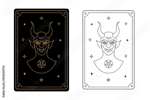 Tarot card devil. The major arcana of a deck of cards.
