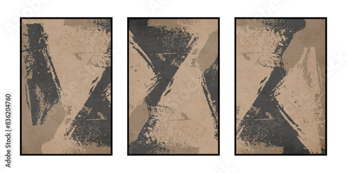 Set of 3 Abstract illustration in vintage style. For use in graphics, for wall decor. .