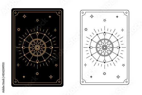 Tarot card wheel of  fortune. The major arcana of a deck of  tarot cards.