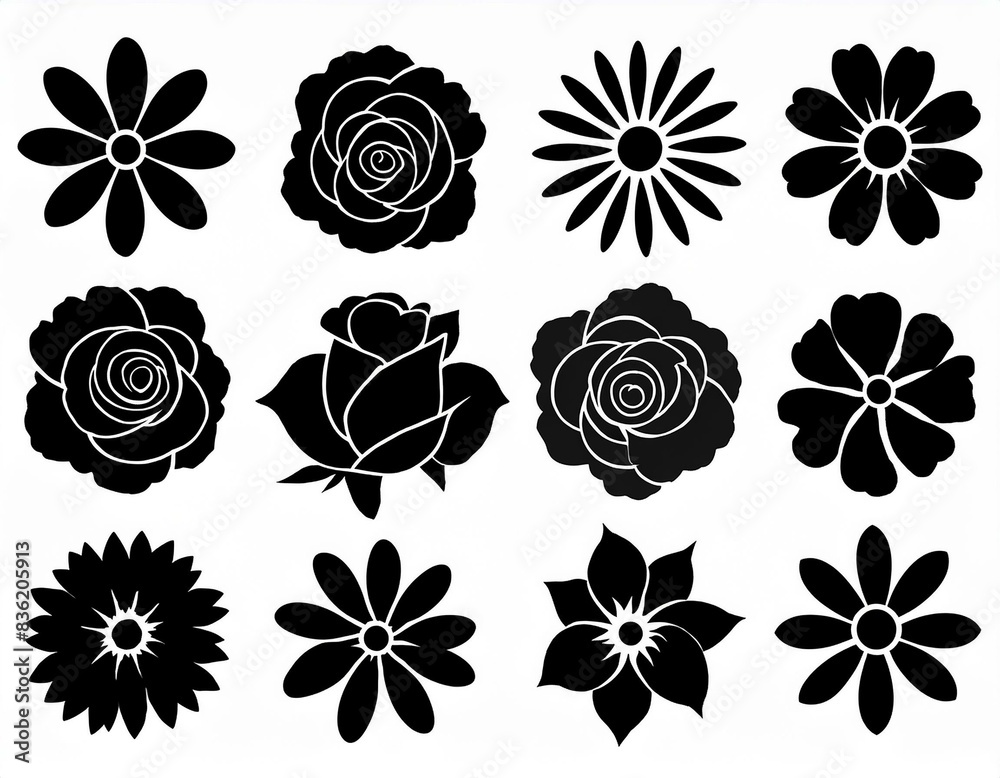 Fototapeta premium black and white flowers