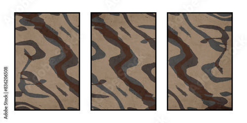 Set of 3 Abstract illustration in vintage style. For use in graphics, for wall decor. .