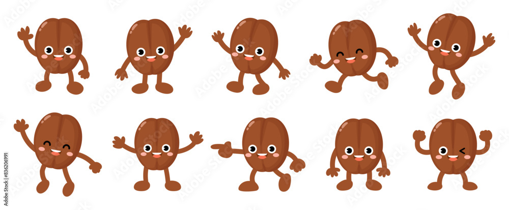 Funny coffee bean cartoon, Character bean Funny coffee bean cartoon, Character bean