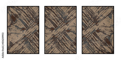 Set of 3 Abstract illustration in vintage style. For use in graphics, for wall decor. .