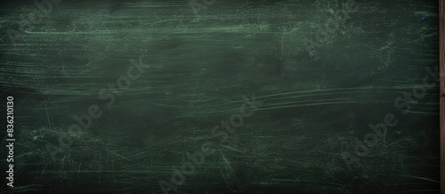 Chalk texture on a green and black chalkboard with a school theme, ideal as a learning board concept against a dark wall with copy space image.
