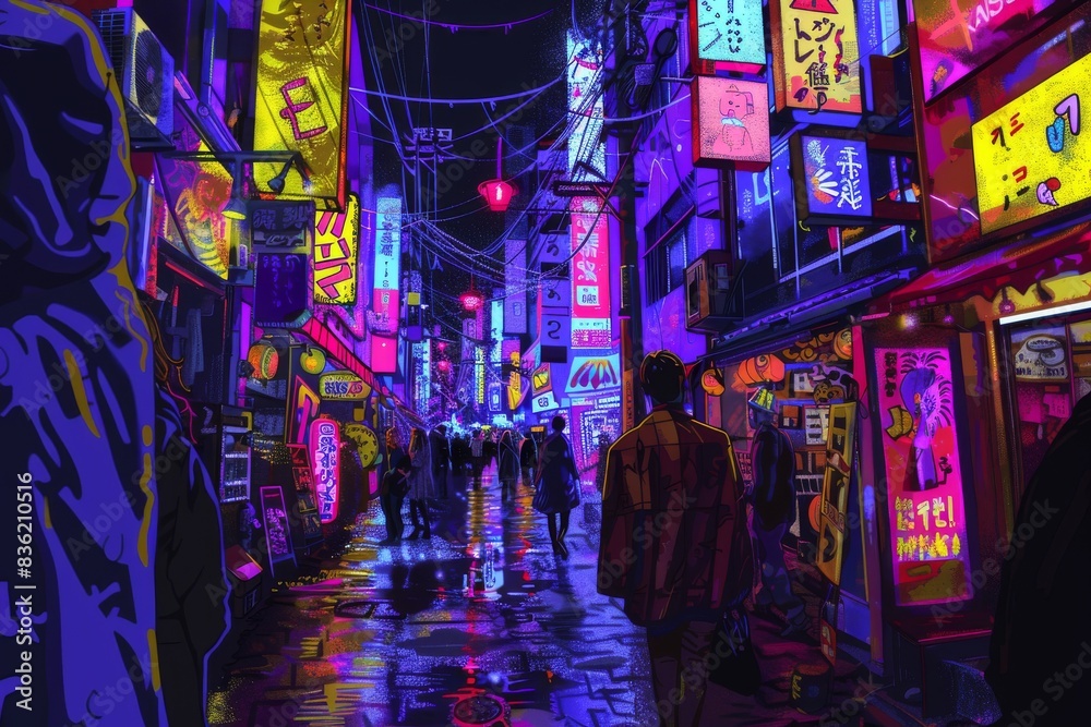 custom made wallpaper toronto digitalA Nighttime Stroll Through The Neon-Lit Backstreets of Tokyo