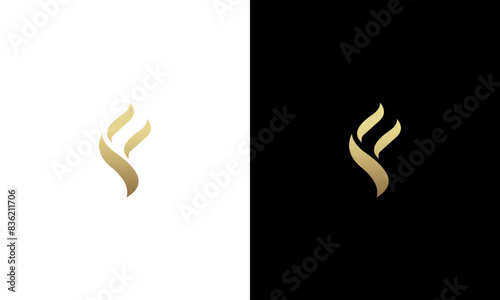 letter f abstract gold colored monogram logo design vector