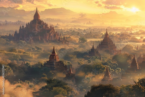 Golden Hour Over the Ancient Temples of Bagan © Dmitrii
