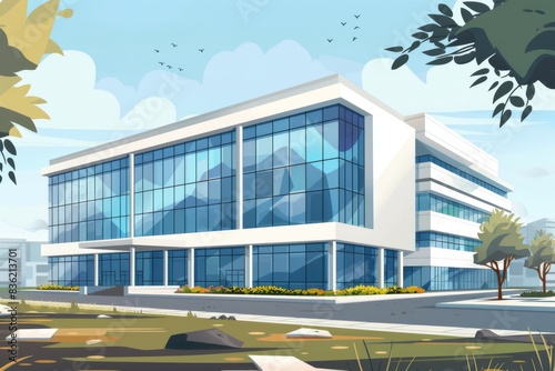 A Modern Office Building on a Sunny Afternoon