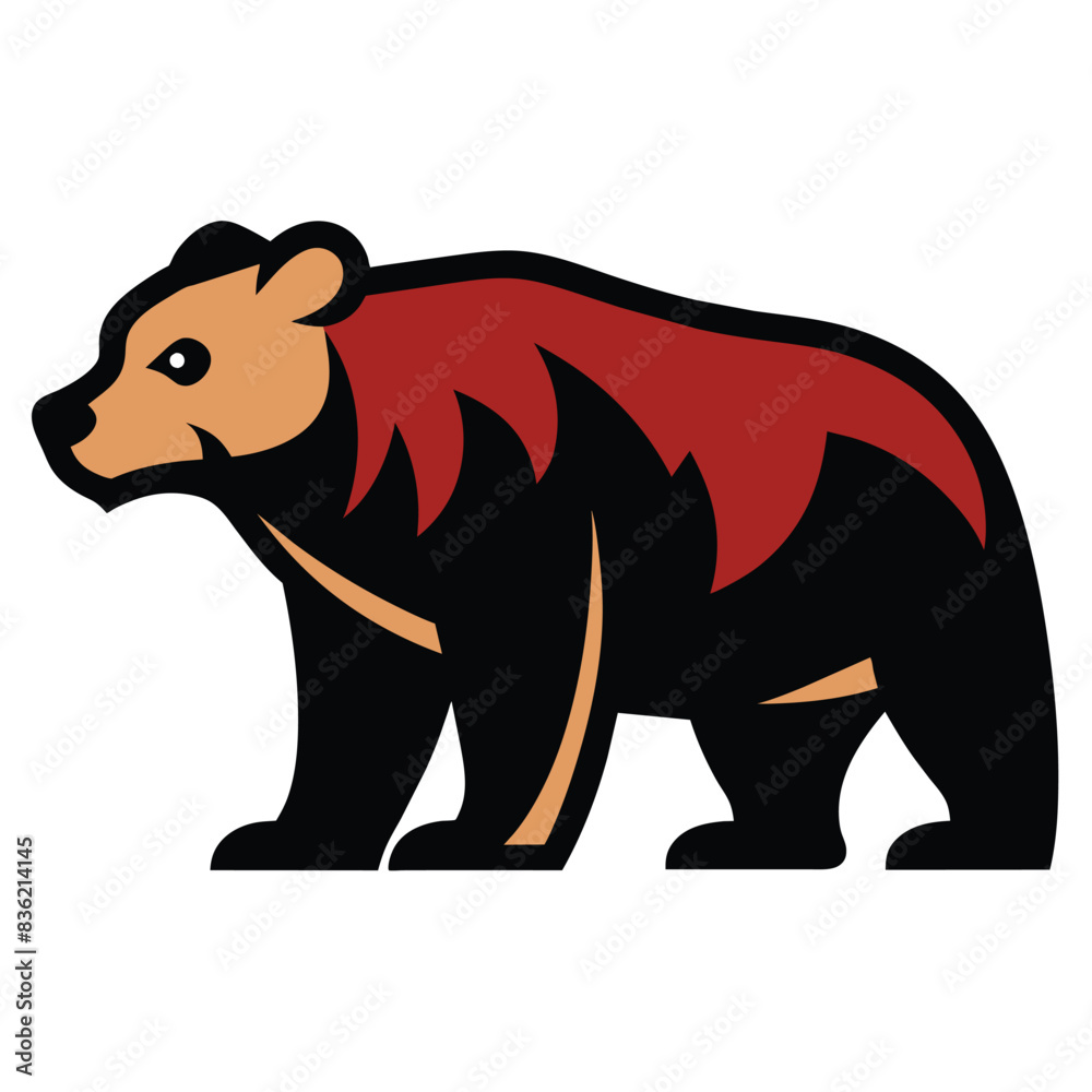 Solid color Cave Bear animal vector design