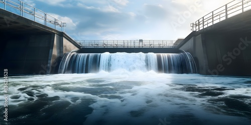 Harnessing the Power of Water Hydroelectric Dam Gates Generating Energy and Benefiting Communities. Concept Hydroelectric Power  Renewable Energy  Water Conservation  Infrastructure Development