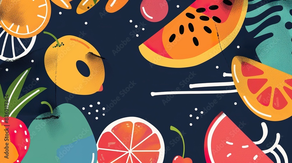 Naklejka premium Colorful Abstract Fruit Pattern Illustration
