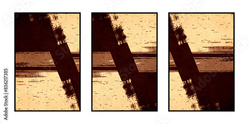 Set of 3 Abstract illustration in vintage style. For use in graphics, for wall decor. .