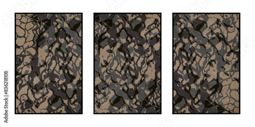 Set of 3 Abstract illustration in vintage style. For use in graphics, for wall decor. .