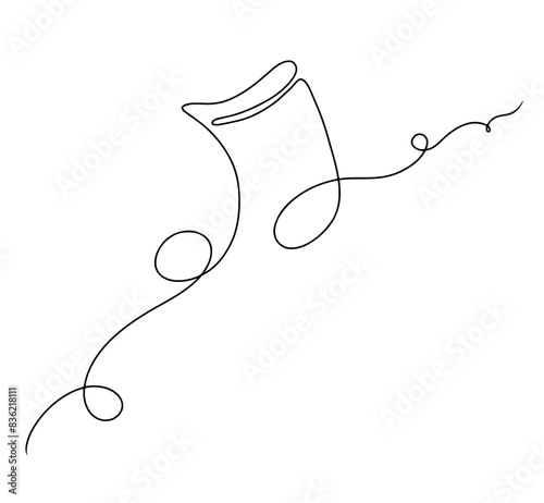 Continuous line clef musical and melody notes. vector illustration