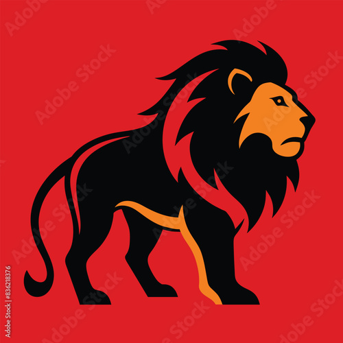 Solid color Cave Lion animal vector design