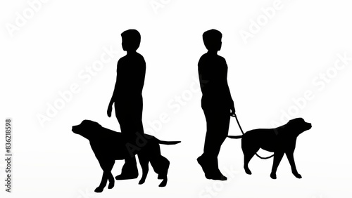 Photography silhouette of two people carrying pets are dogs