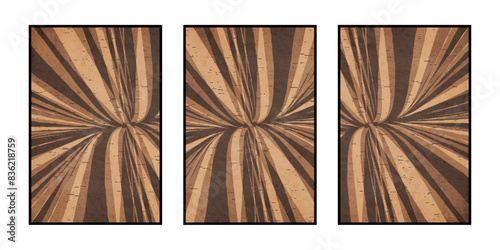 Set of 3 Abstract illustration in vintage style. For use in graphics, for wall decor. .