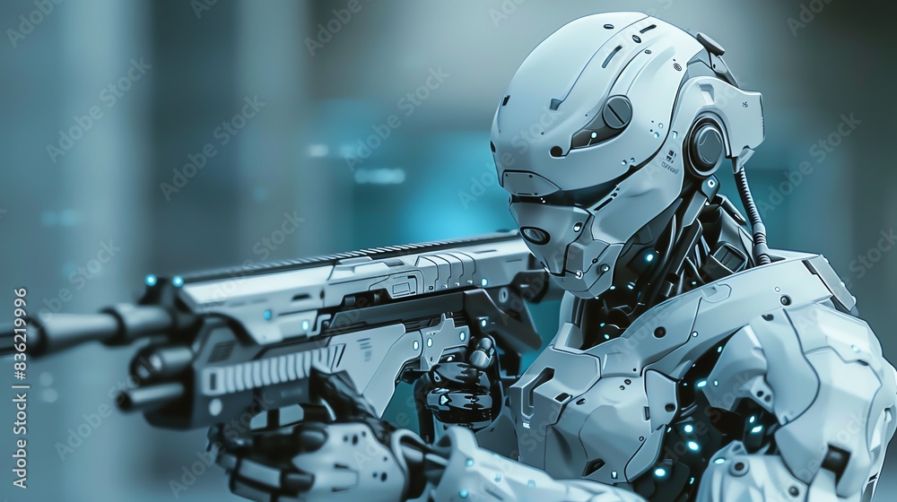 A 3D render of a futuristic soldier action figure with advanced weapons A 3D render of a futuristic soldier action figure with advanced weapons