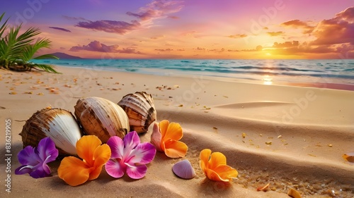 beach with flowers
