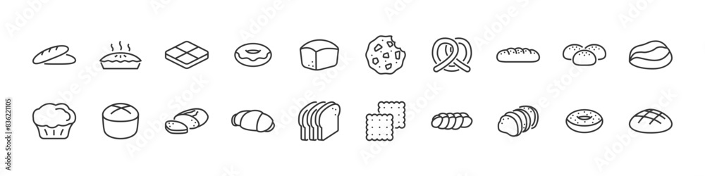 set of bakery icons, bread, baked, set of bakery icons, bread, baked,
