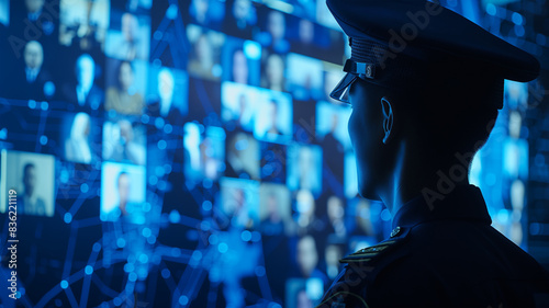 Polizist auf der Suche nach Verdächtigen