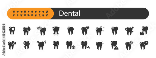 set of dental icons, dentist, teeth, oral care