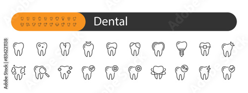 set of dental icons, dentist, teeth, oral care