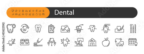 set of dental icons, dentist, teeth, oral care