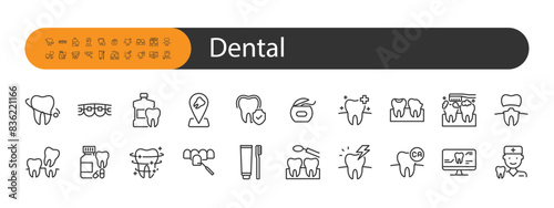 set of dental icons, dentist, teeth, oral care