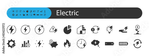 set of electric icons, power, energy
