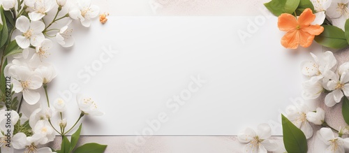 A picturesque arrangement of spring flowers on a paper background, ideal for a copy space image.