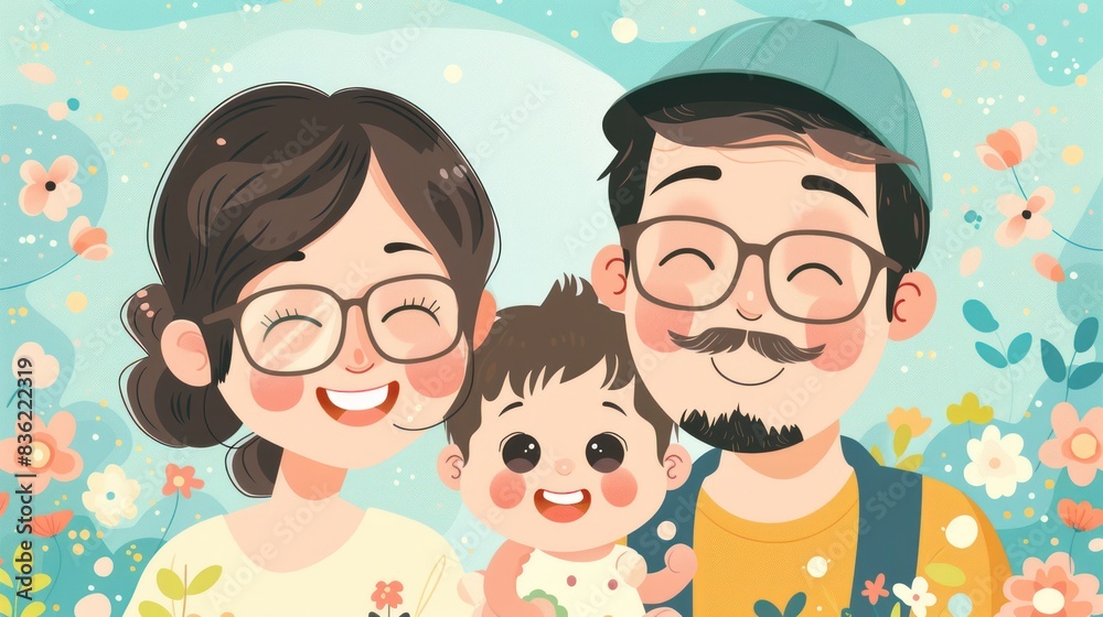 Illustrations people happy family