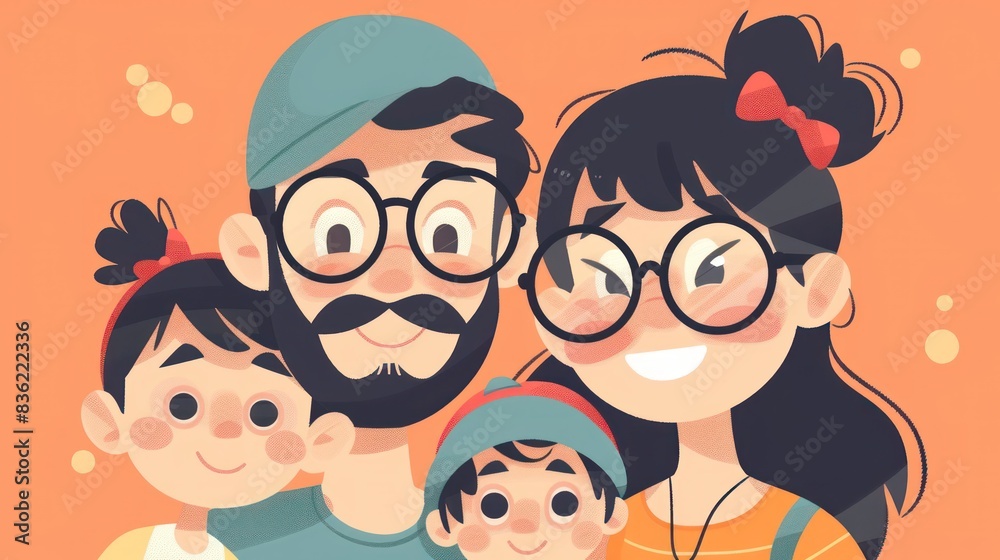 Fototapeta premium Illustrations people happy family
