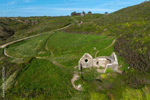 Old ruins at Cap Carteret (Barneville Carteret) captured with a drone photo